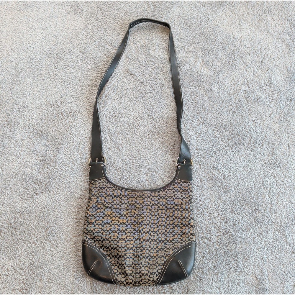 Vintage Y2K Coach Soho Signature Jacquard Slim Hobo Crossbody Bag Black 6386